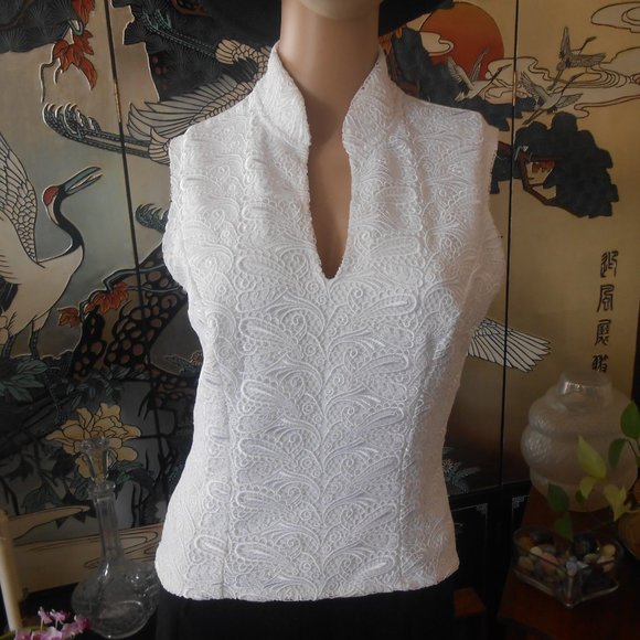 WHBM Cream Colored Top, Size Medium - Picture 2 of 7